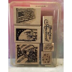 Stampin’ Up! LIBERTY FOR ALL Set of 5 Patriotic Rubber Stamps -Services,July 4th